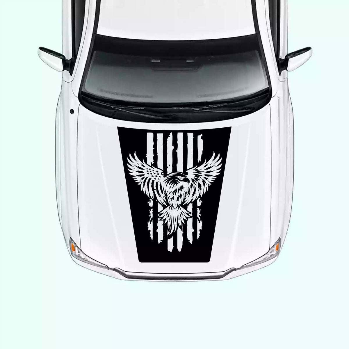 2005-2015 Toyota Tacoma Eagle USA Flag Hood Decals Vinyl Graphics Kit Black