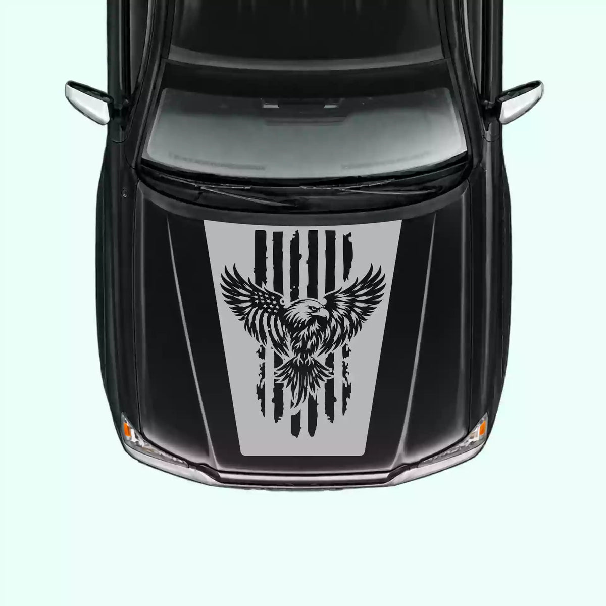 2005-2015 Toyota Tacoma Eagle USA Flag Hood Decals Vinyl Graphics Kit Gray