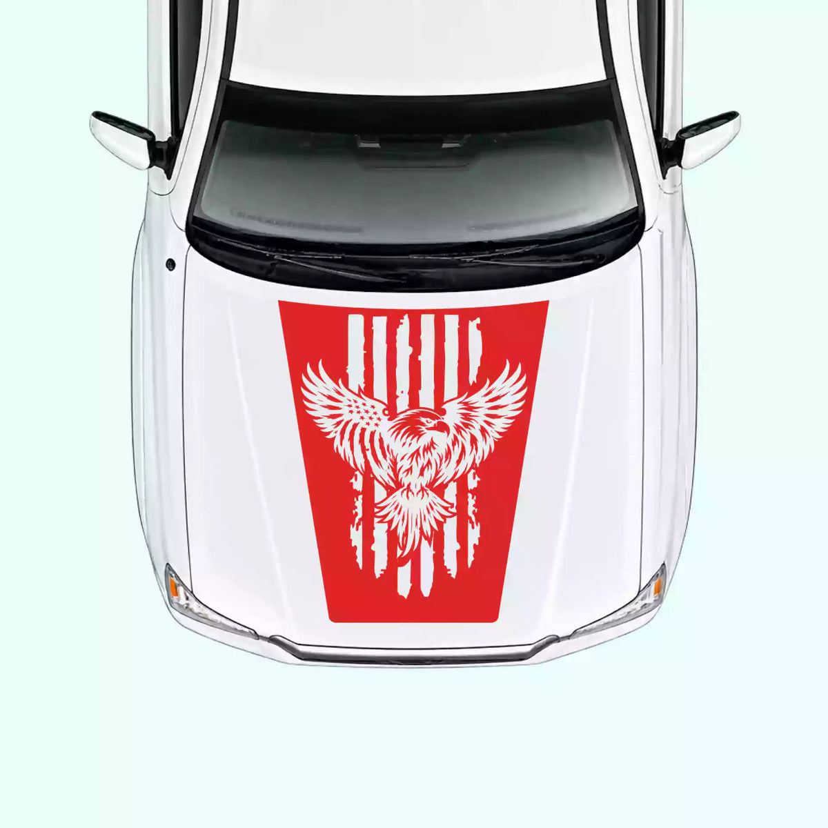 2005-2015 Toyota Tacoma Eagle USA Flag Hood Decals Vinyl Graphics Kit Red