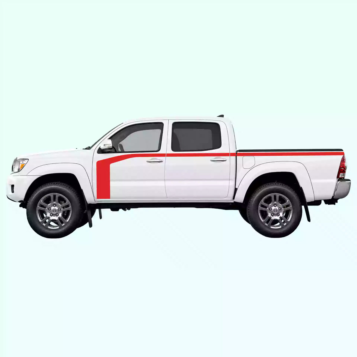 2005-2015 Toyota Tacoma Hockey Stick Side Stripes Vinyl Graphics Kit Red