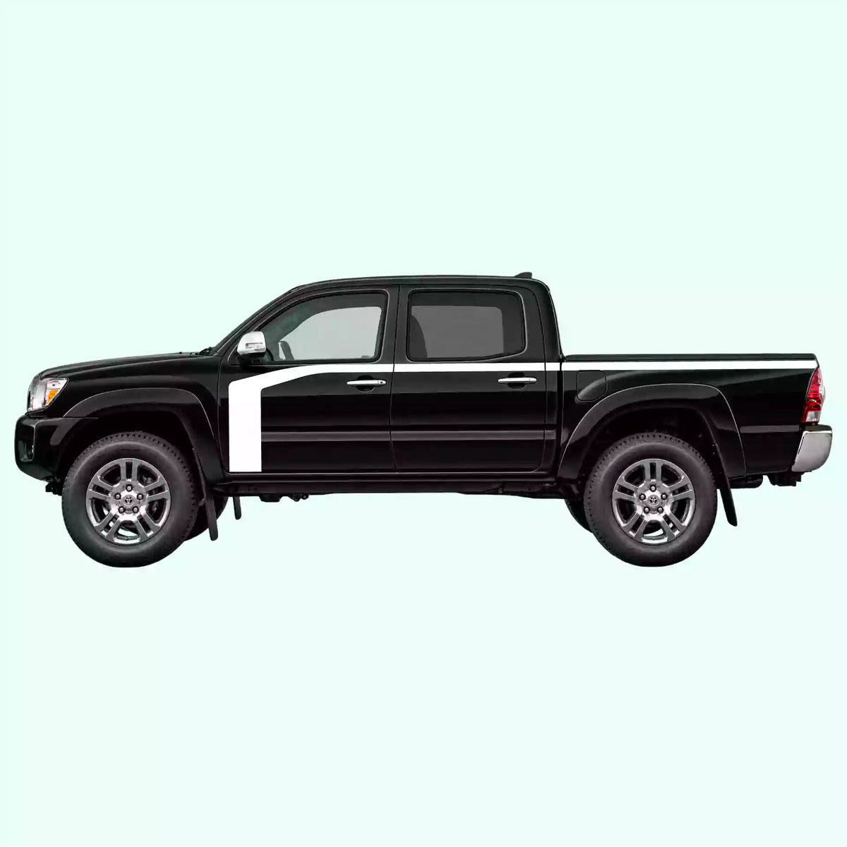 2005-2015 Toyota Tacoma Hockey Stick Side Stripes Vinyl Graphics Kit White