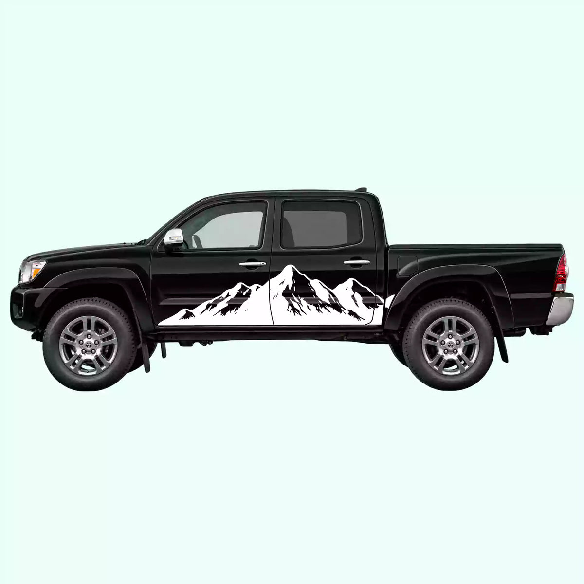 2005-2015 Toyota Tacoma Mountain Range Side Decals Vinyl Graphics Kit White