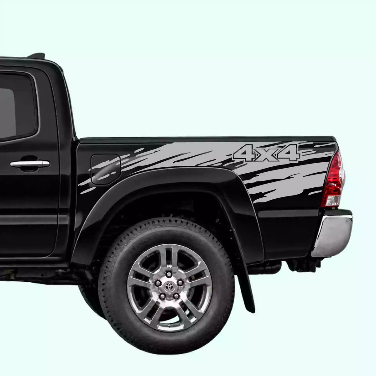 2005-2015 Toyota Tacoma Mud Splash 4x4 Bed Decals Vinyl Graphics Kit Gray