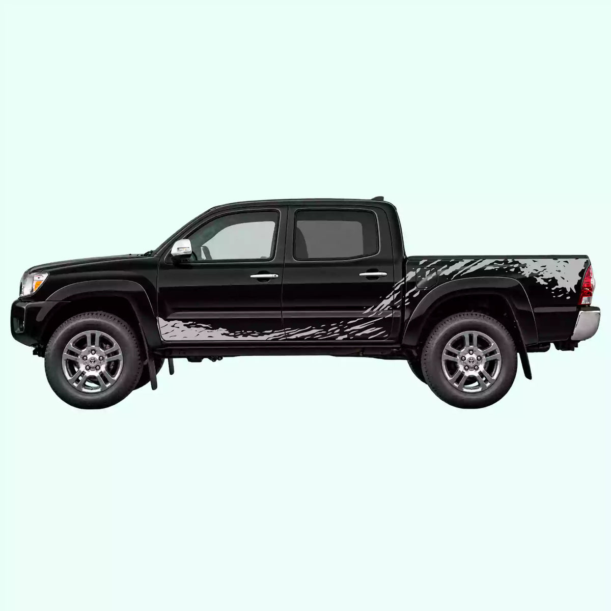 2005-2015 Toyota Tacoma Mud Splash Rocker & Bed Decals Vinyl Graphics Kit Gray