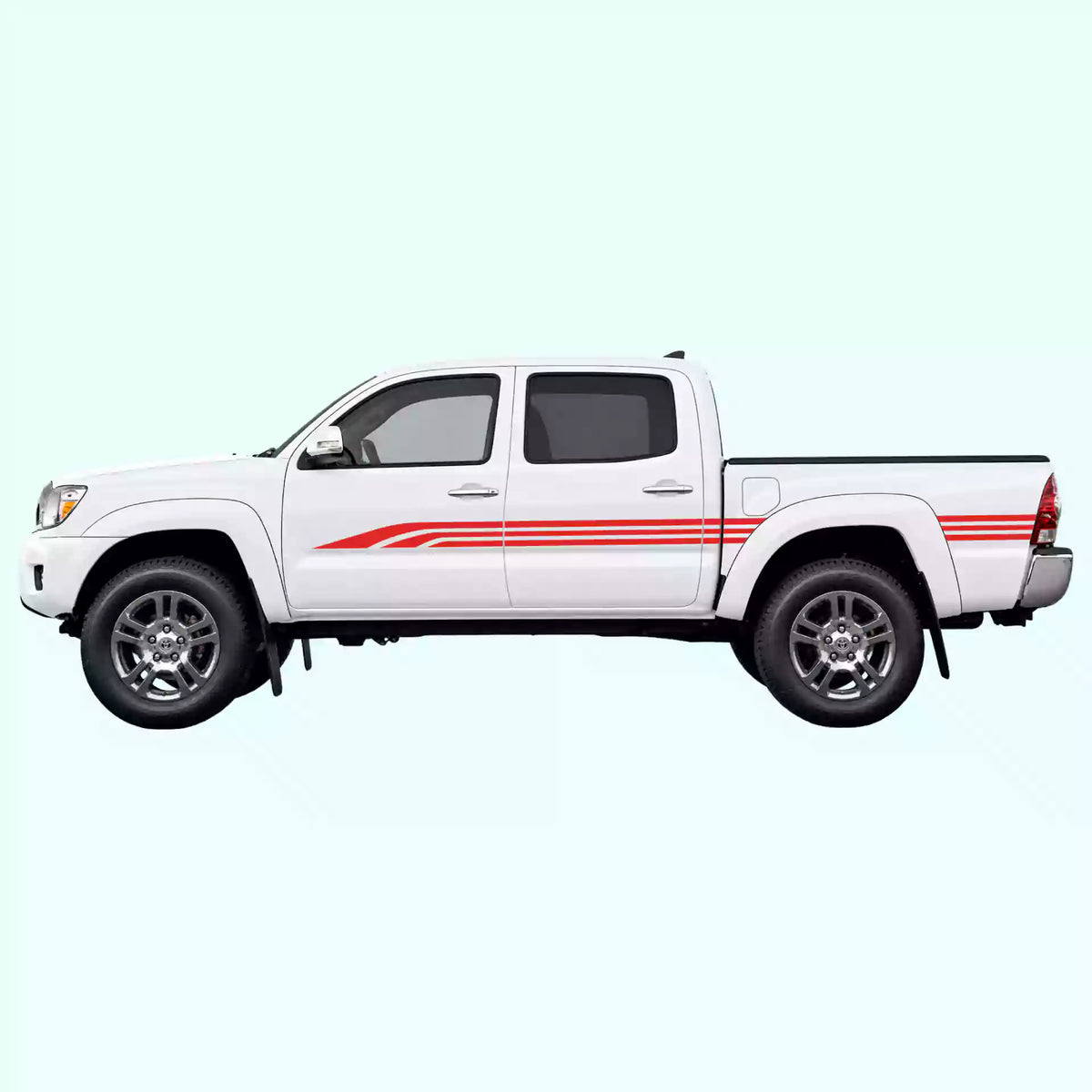 2005-2015 Toyota Tacoma Old School Side Stripes Vinyl Graphics Kit Red