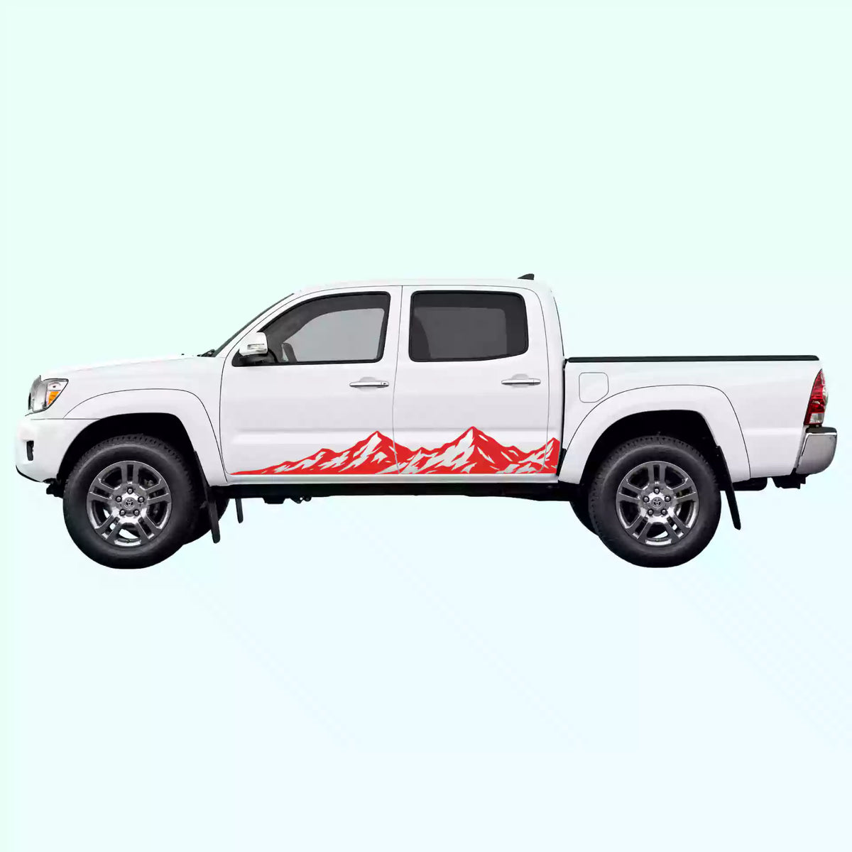 2005-2015 Toyota Tacoma Peak Mountain Rocker Stripes Vinyl Graphics Kit Red