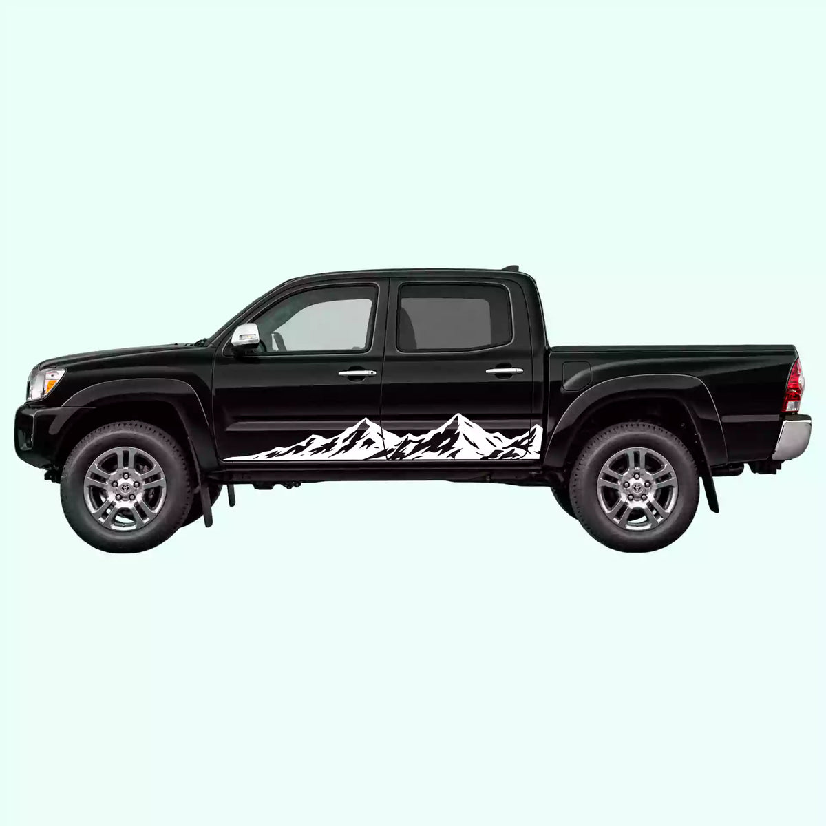2005-2015 Toyota Tacoma Peak Mountain Rocker Stripes Vinyl Graphics Kit White