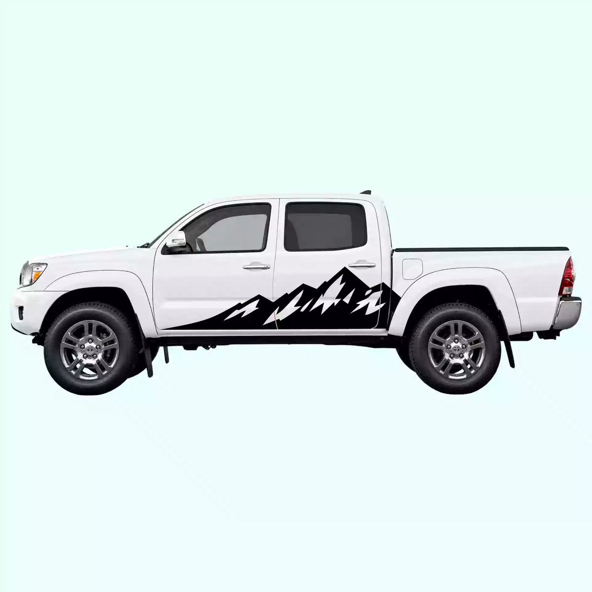 2005-2015 Toyota Tacoma Peak Mountain Side Decals Vinyl Graphics Kit Black