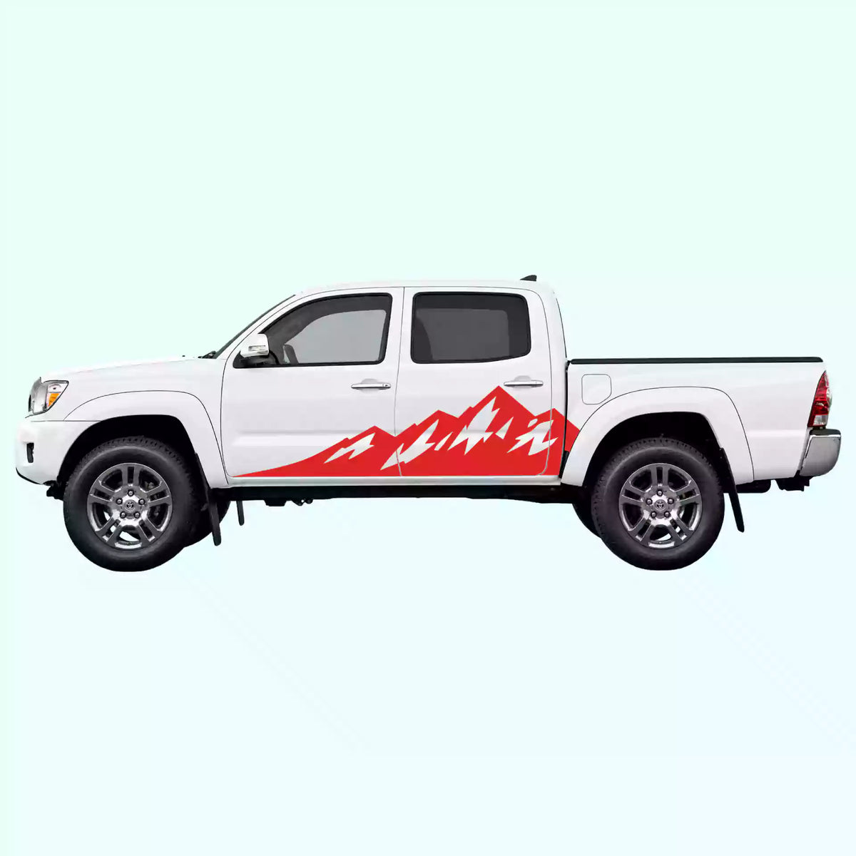 2005-2015 Toyota Tacoma Peak Mountain Side Decals Vinyl Graphics Kit Red