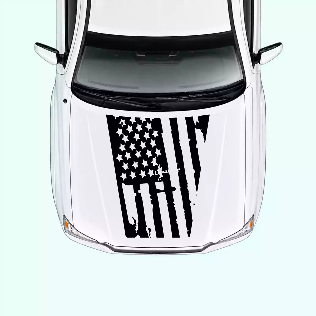2005-2015 Toyota Tacoma Shred American Flag Hood Decals Vinyl Graphics Kit Black