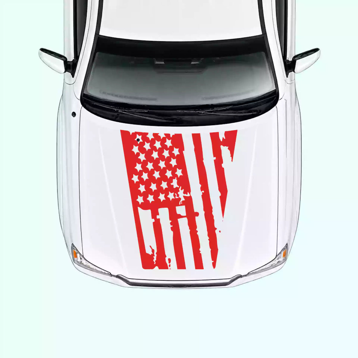 2005-2015 Toyota Tacoma Shred American Flag Hood Decals Vinyl Graphics Kit Red