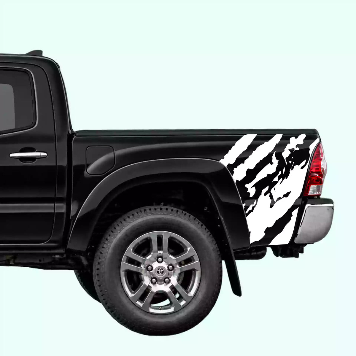 2005-2015 Toyota Tacoma Shred Bed Side Decals Vinyl Graphics Kit White
