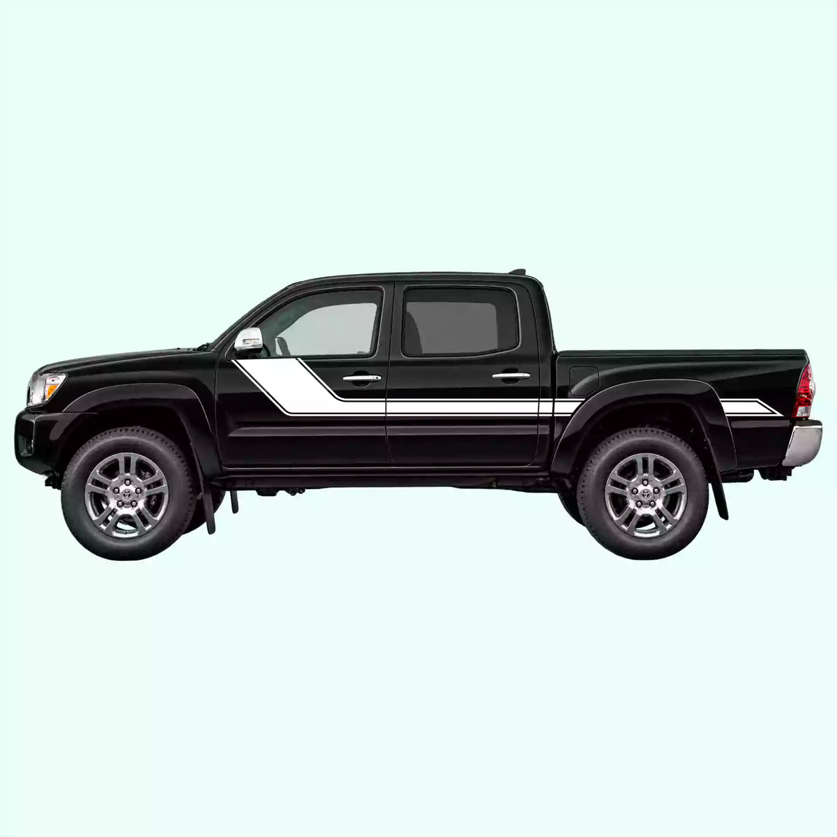 2005-2015 Toyota Tacoma Side Rally Stripes Vinyl Graphics Kit White
