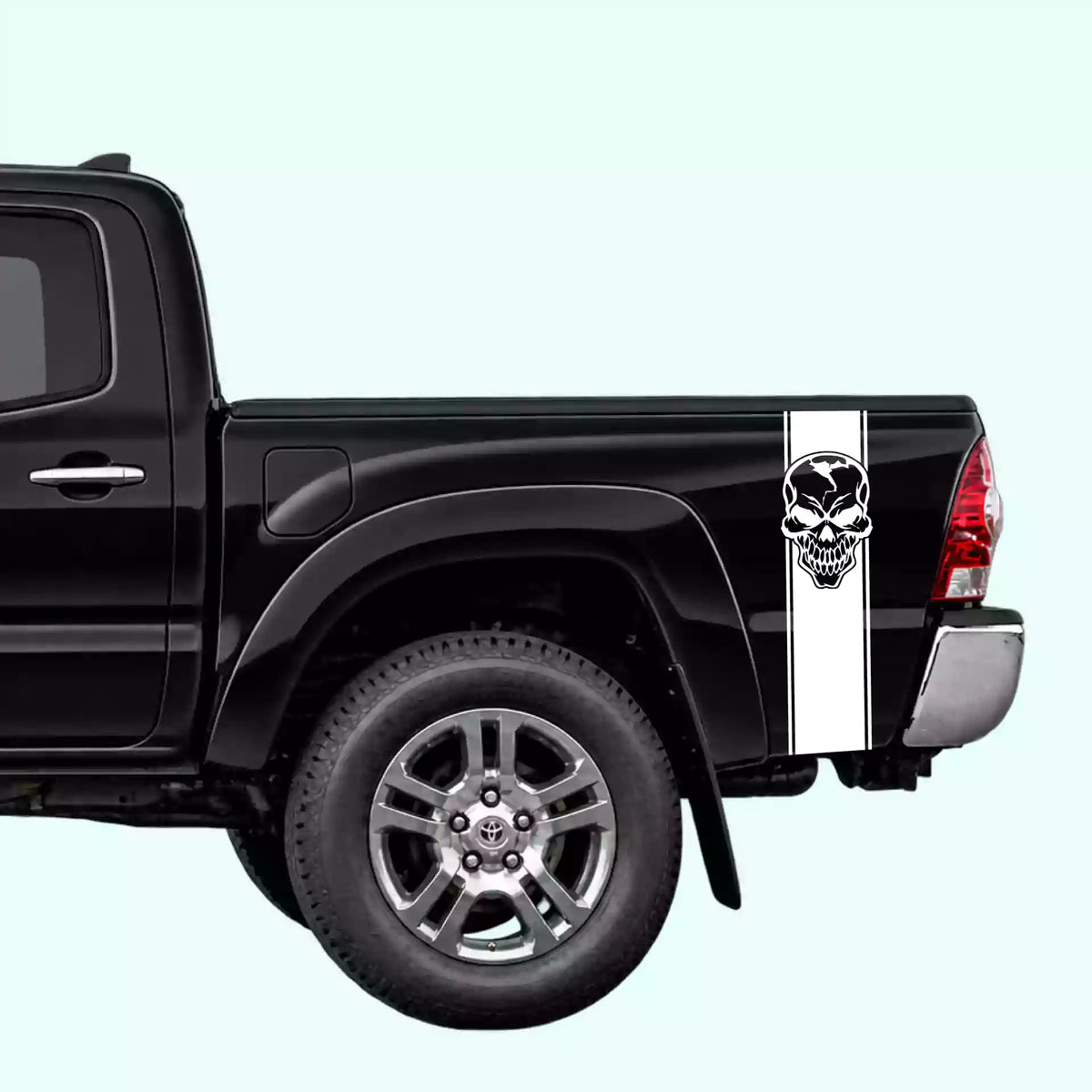 2005-2015 Toyota Tacoma Skull Bed Stripes Vinyl Graphics Kit White