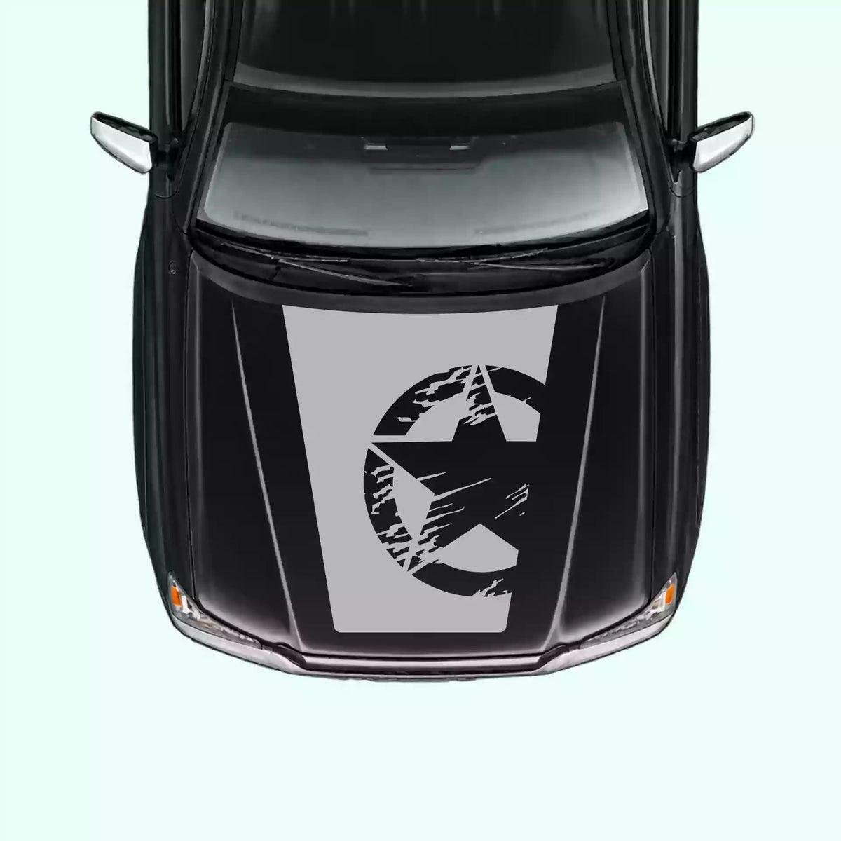 2005-2015 Toyota Tacoma Torn Star Hood Decal Vinyl Graphics Kit Gray