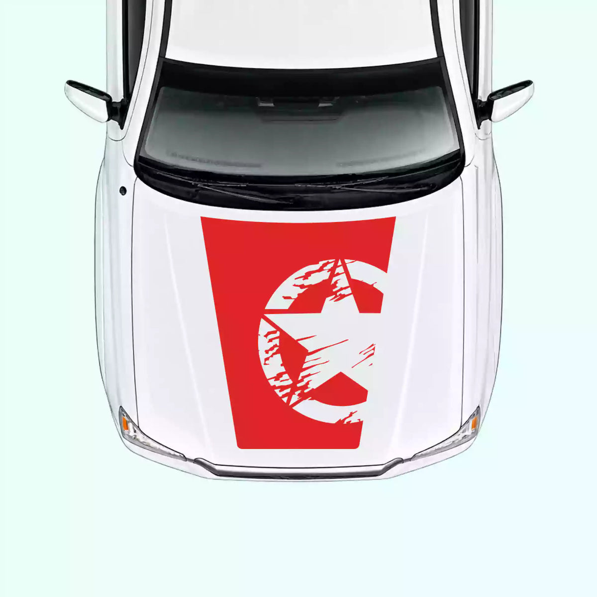 2005-2015 Toyota Tacoma Torn Star Hood Decal Vinyl Graphics Kit Red