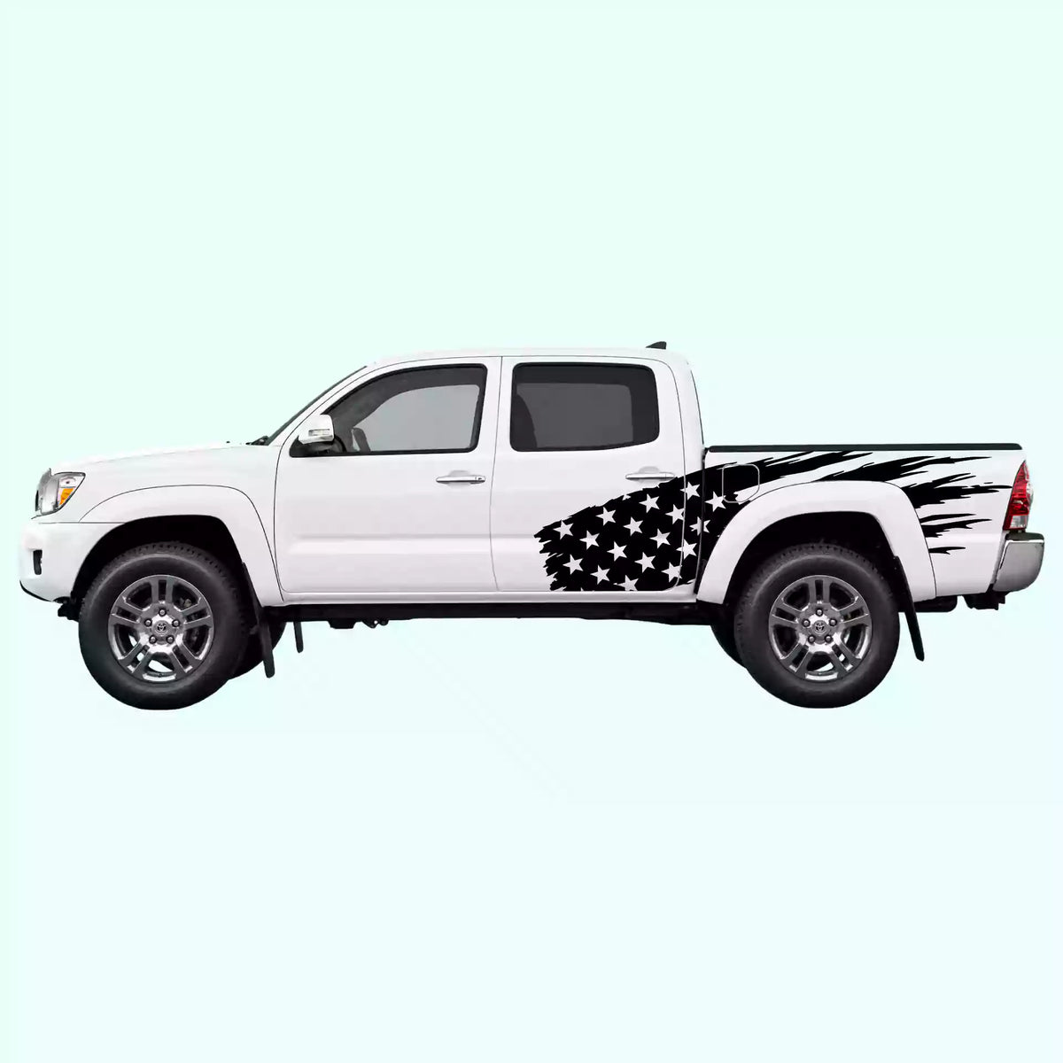 2005-2015 Toyota Tacoma US Flag Side Decals Vinyl Graphics Kit Black