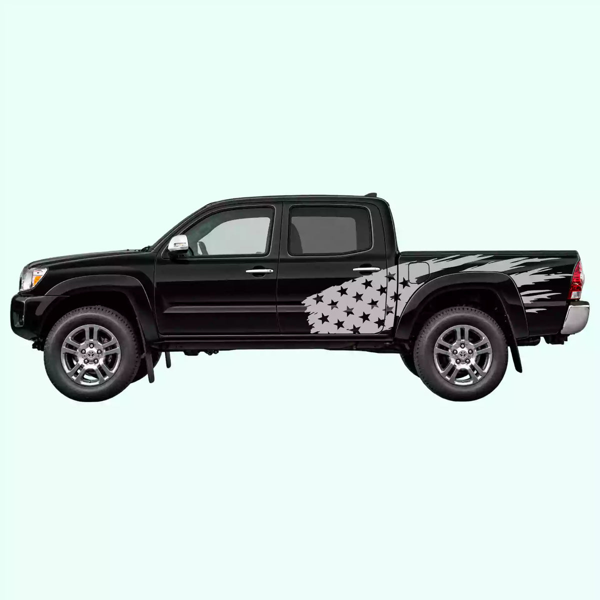 2005-2015 Toyota Tacoma US Flag Side Decals Vinyl Graphics Kit Gray