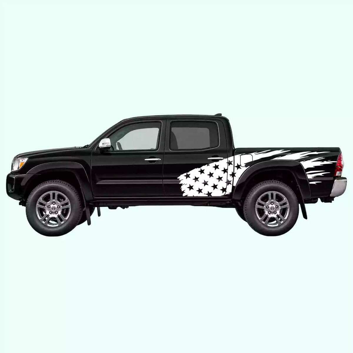 2005-2015 Toyota Tacoma US Flag Side Decals Vinyl Graphics Kit White
