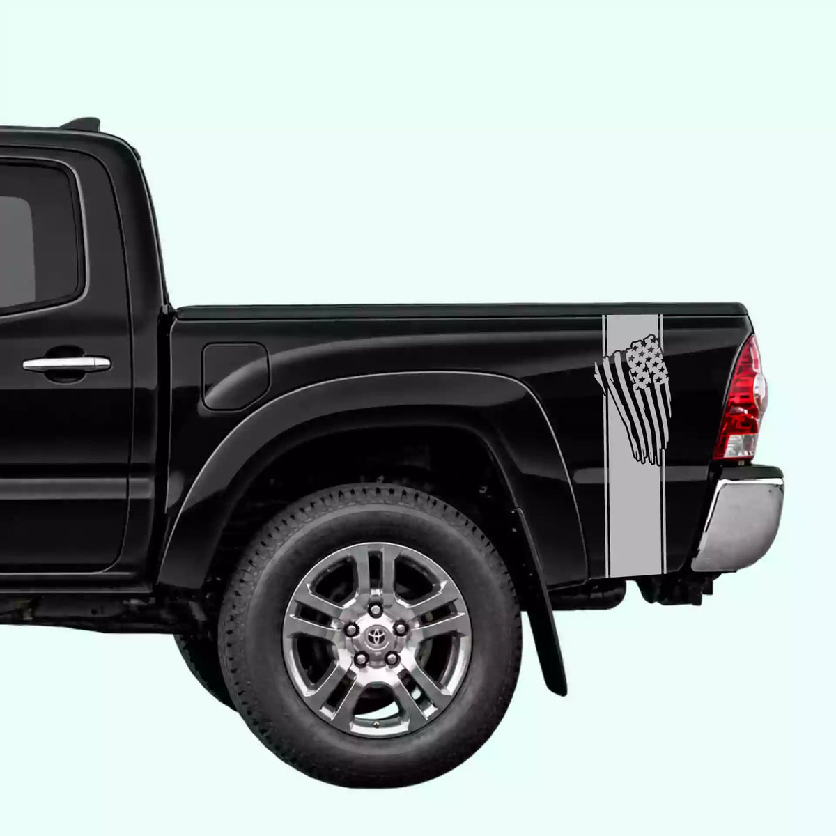 2005-2015 Toyota Tacoma USA Flag Bed Decals Vinyl Graphics Kit Gray