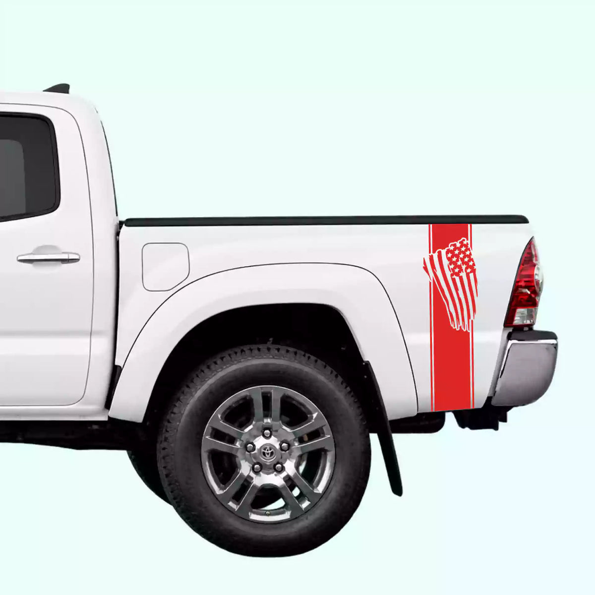 2005-2015 Toyota Tacoma USA Flag Bed Decals Vinyl Graphics Kit Red
