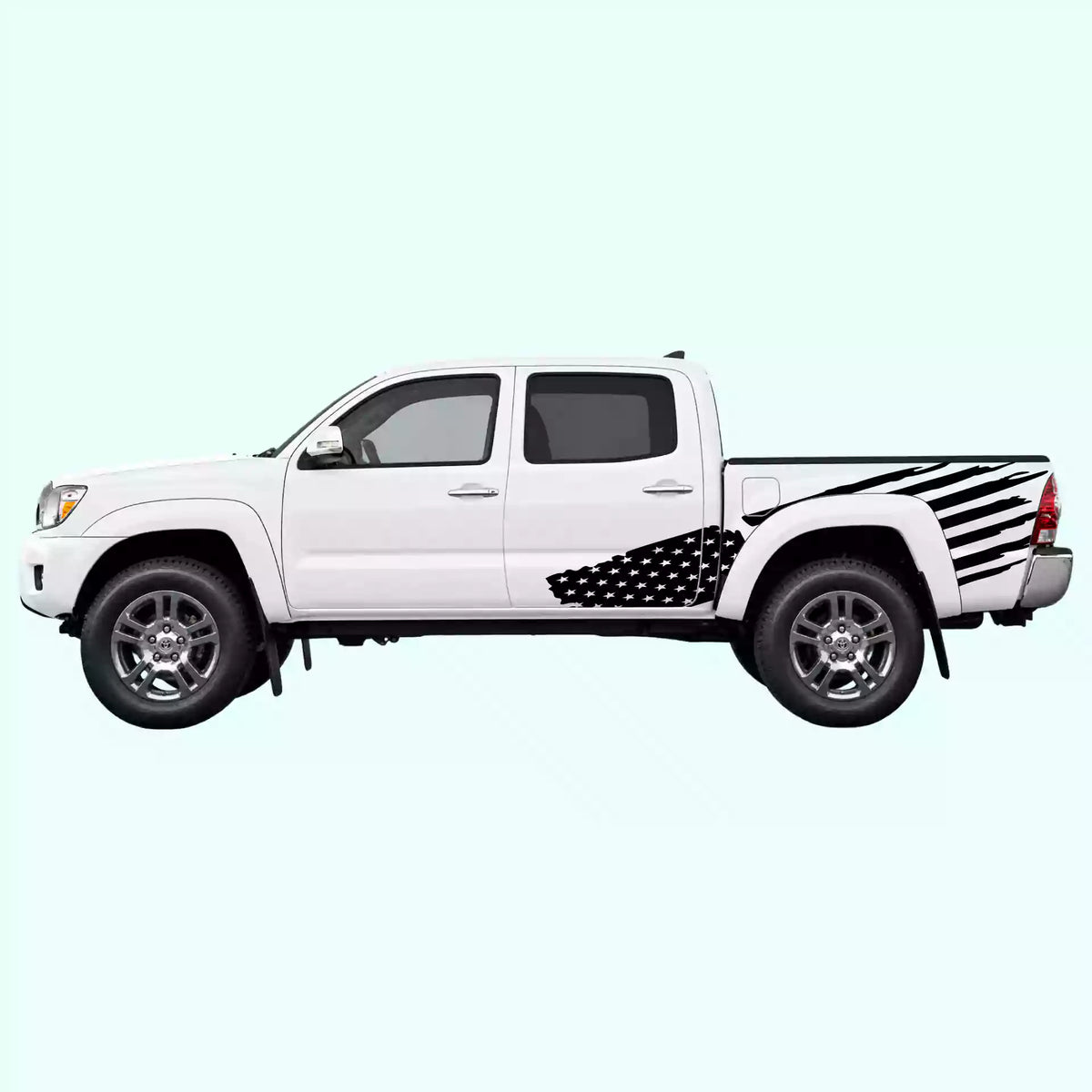 2005-2015 Toyota Tacoma USA Flag Side Decals Vinyl Graphics Kit Black