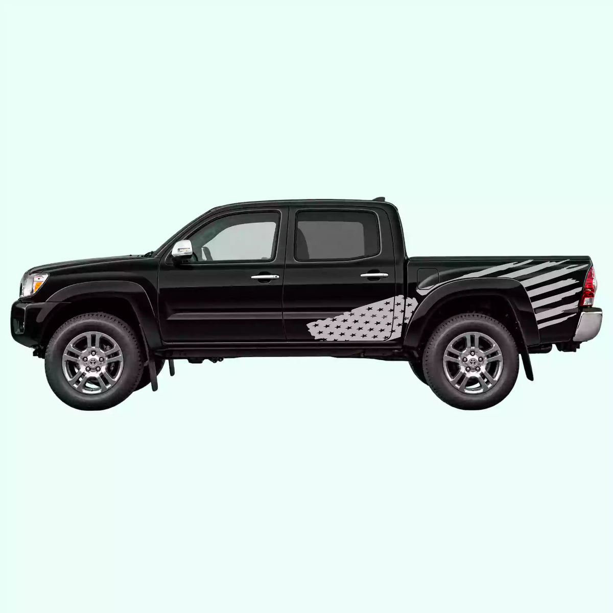 2005-2015 Toyota Tacoma USA Flag Side Decals Vinyl Graphics Kit Gray