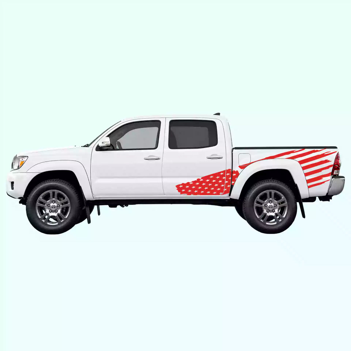 2005-2015 Toyota Tacoma USA Flag Side Decals Vinyl Graphics Kit Red