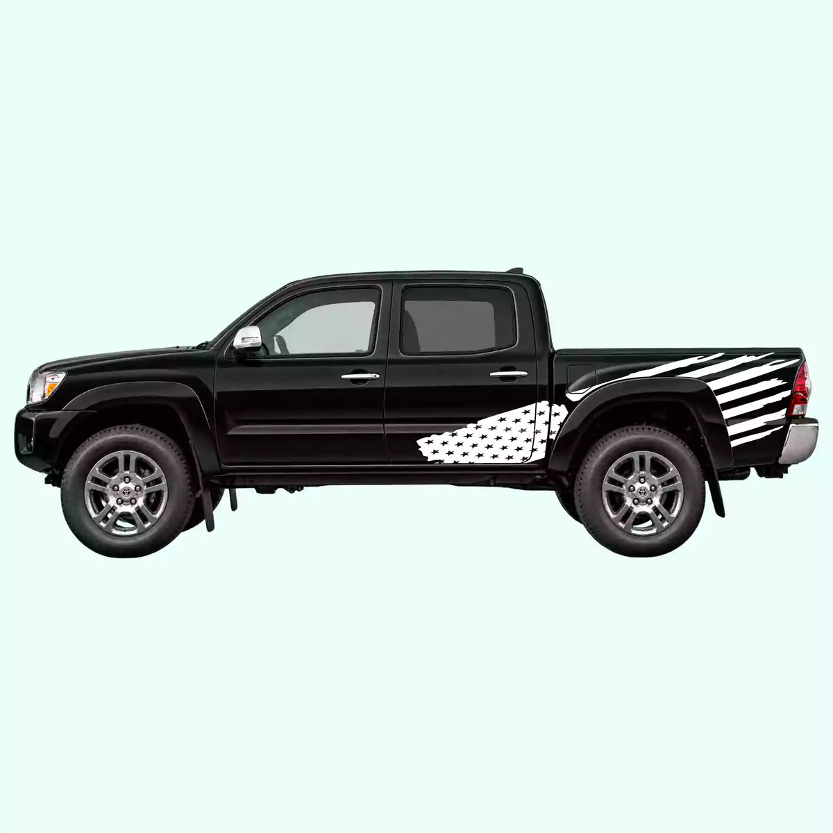 2005-2015 Toyota Tacoma USA Flag Side Decals Vinyl Graphics Kit White