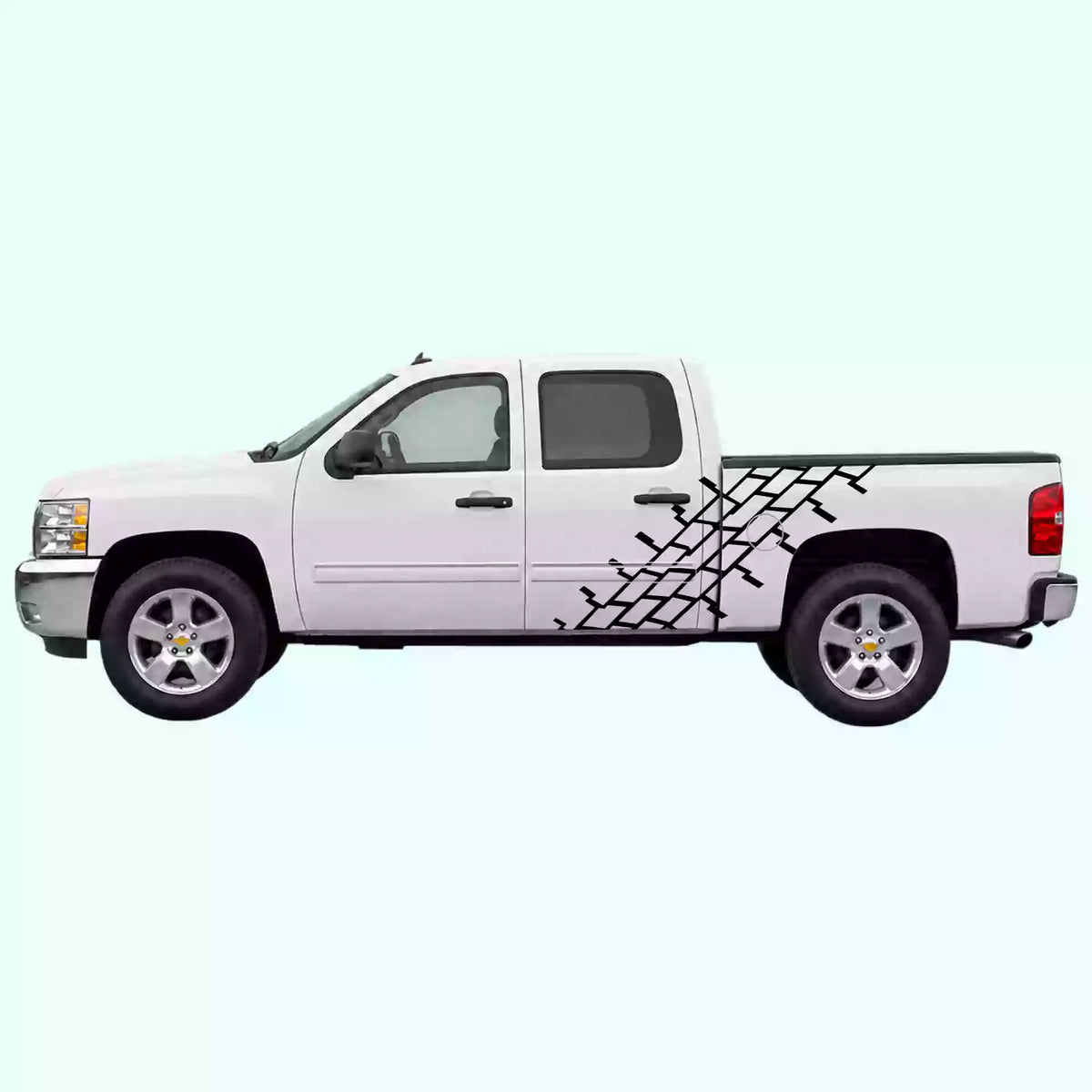 2007-2013 Chevrolet Silverado Tire Tread Side Decals Vinyl Graphics Kit Black