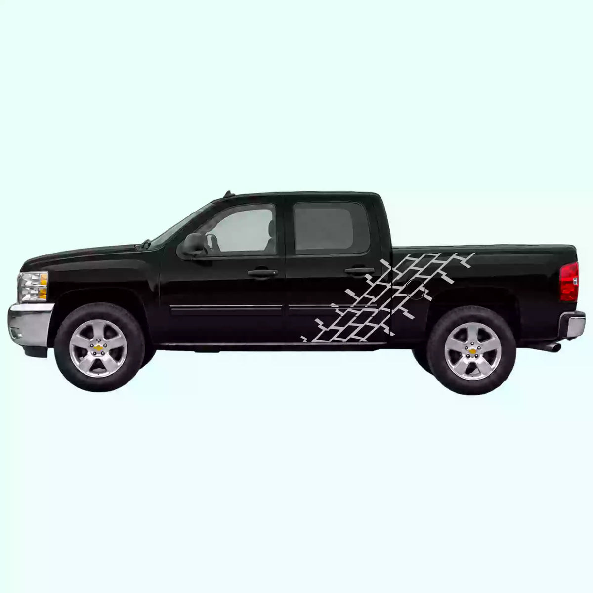 2007-2013 Chevrolet Silverado Tire Tread Side Decals Vinyl Graphics Kit Gray