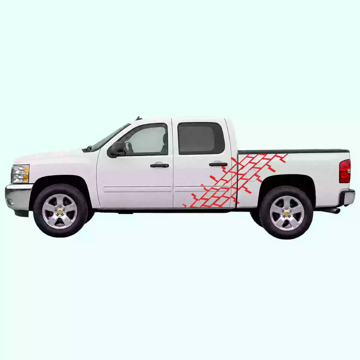 2007-2013 Chevrolet Silverado Tire Tread Side Decals Vinyl Graphics Kit Red