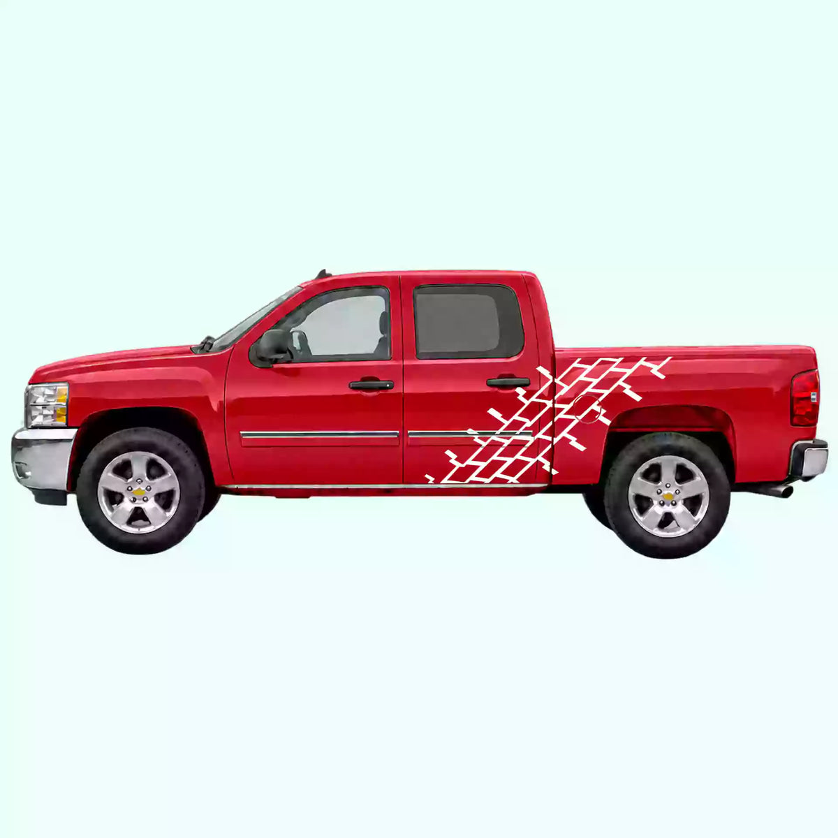 2007-2013 Chevrolet Silverado Tire Tread Side Decals Vinyl Graphics Kit White