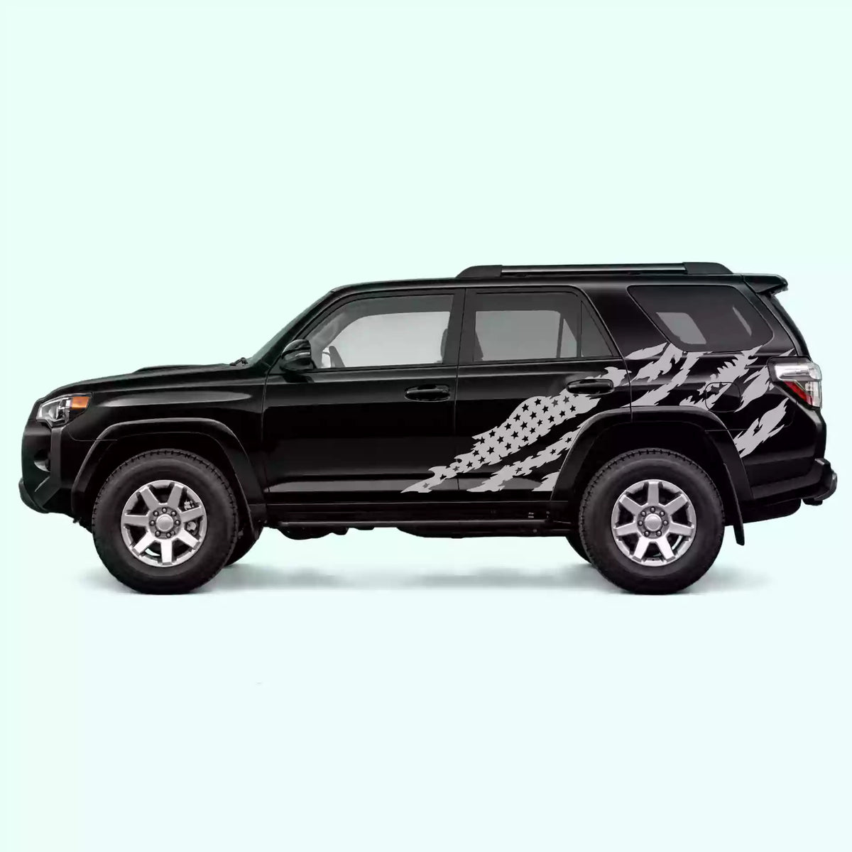 2010-2024 Toyota 4Runner American Flag Side Decals Vinyl Graphics Kit Gray