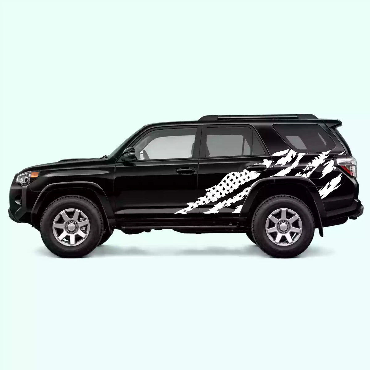 2010-2024 Toyota 4Runner American Flag Side Decals Vinyl Graphics Kit White