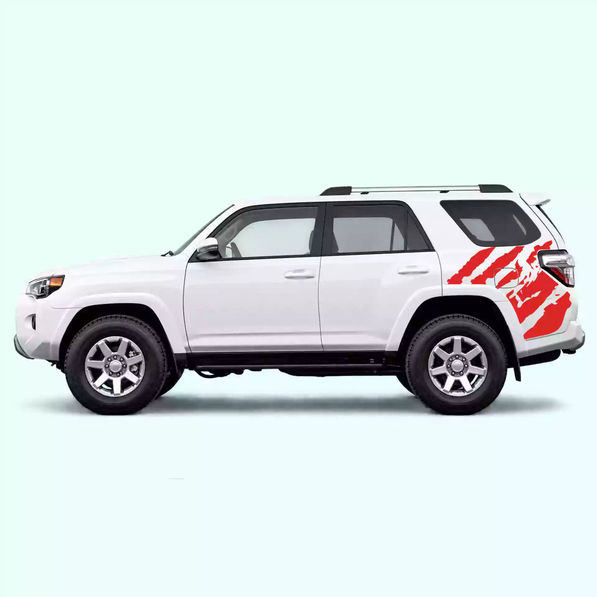 2010-2024 Toyota 4Runner Shreded Side Decals Vinyl Graphics Kit Red