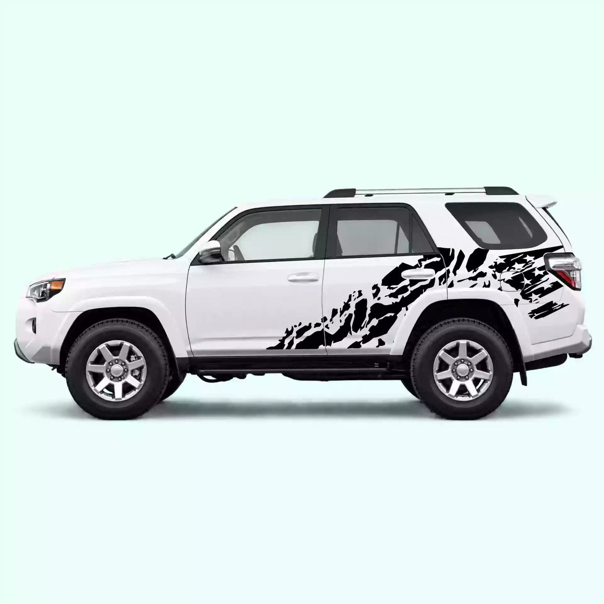 2010-2024 Toyota 4Runner US Flag Side Decals Vinyl Graphics Kit black