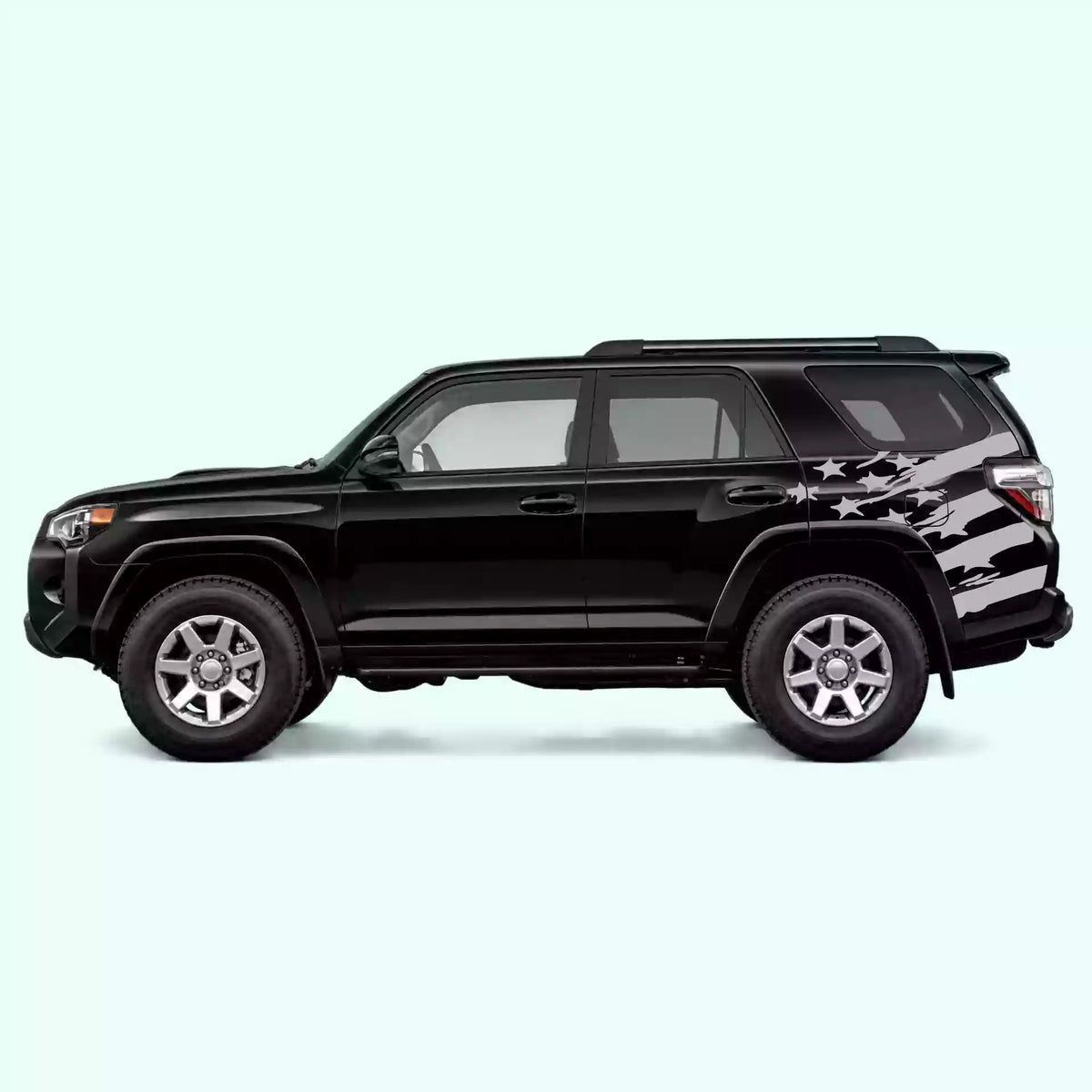 2010-2024 Toyota 4Runner USA Flag Shred Decals Vinyl Graphics Kit Gray