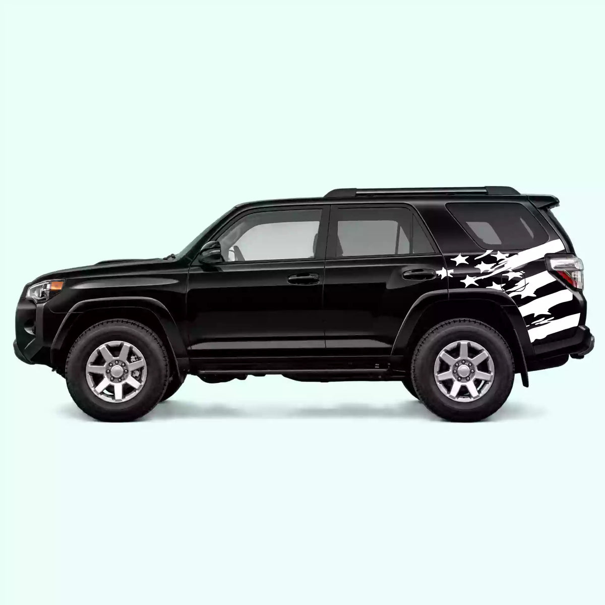 2010-2024 Toyota 4Runner USA Flag Shred Decals Vinyl Graphics Kit White