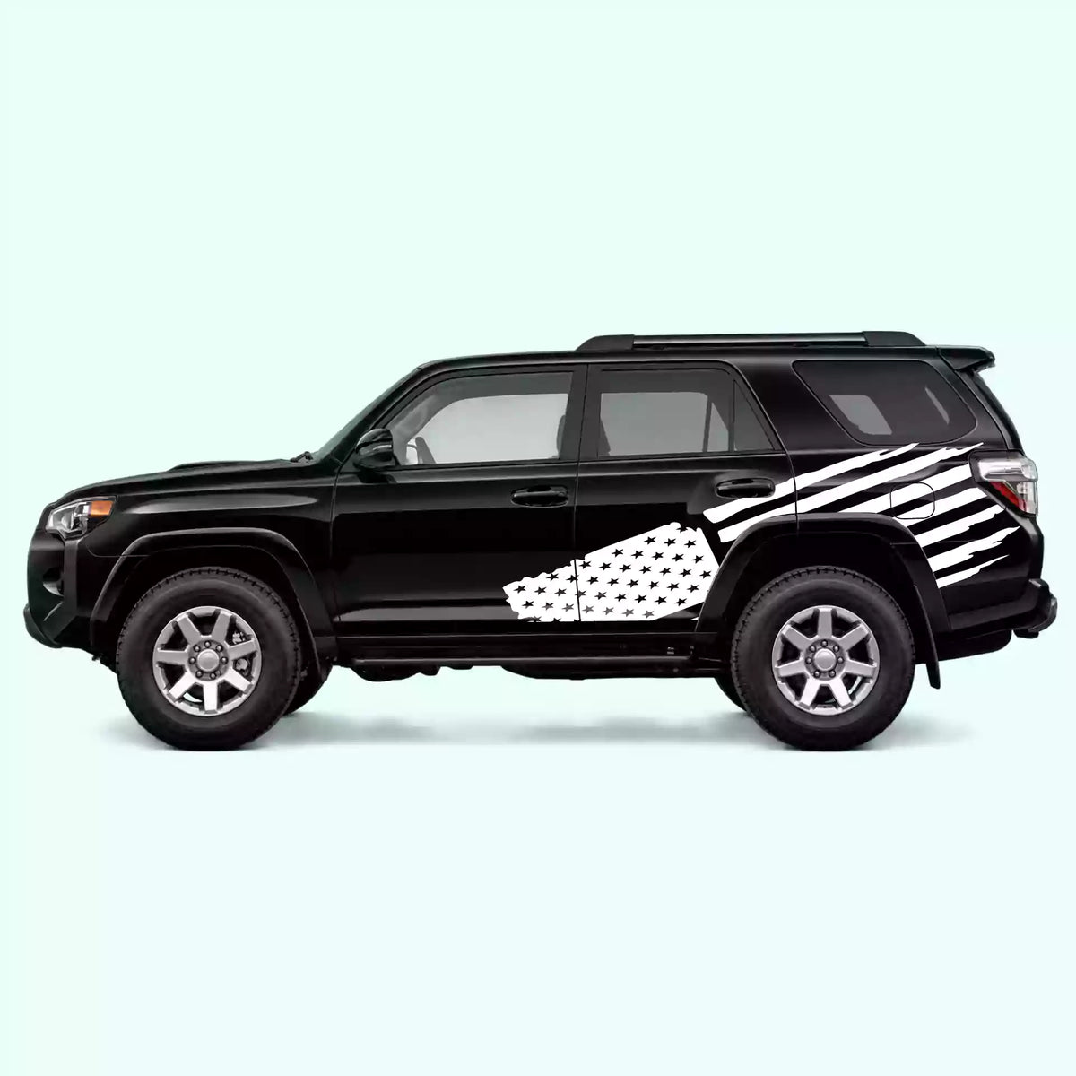 2010-2024 Toyota 4Runner USA Flag Side Decals Vinyl Graphics Kit White