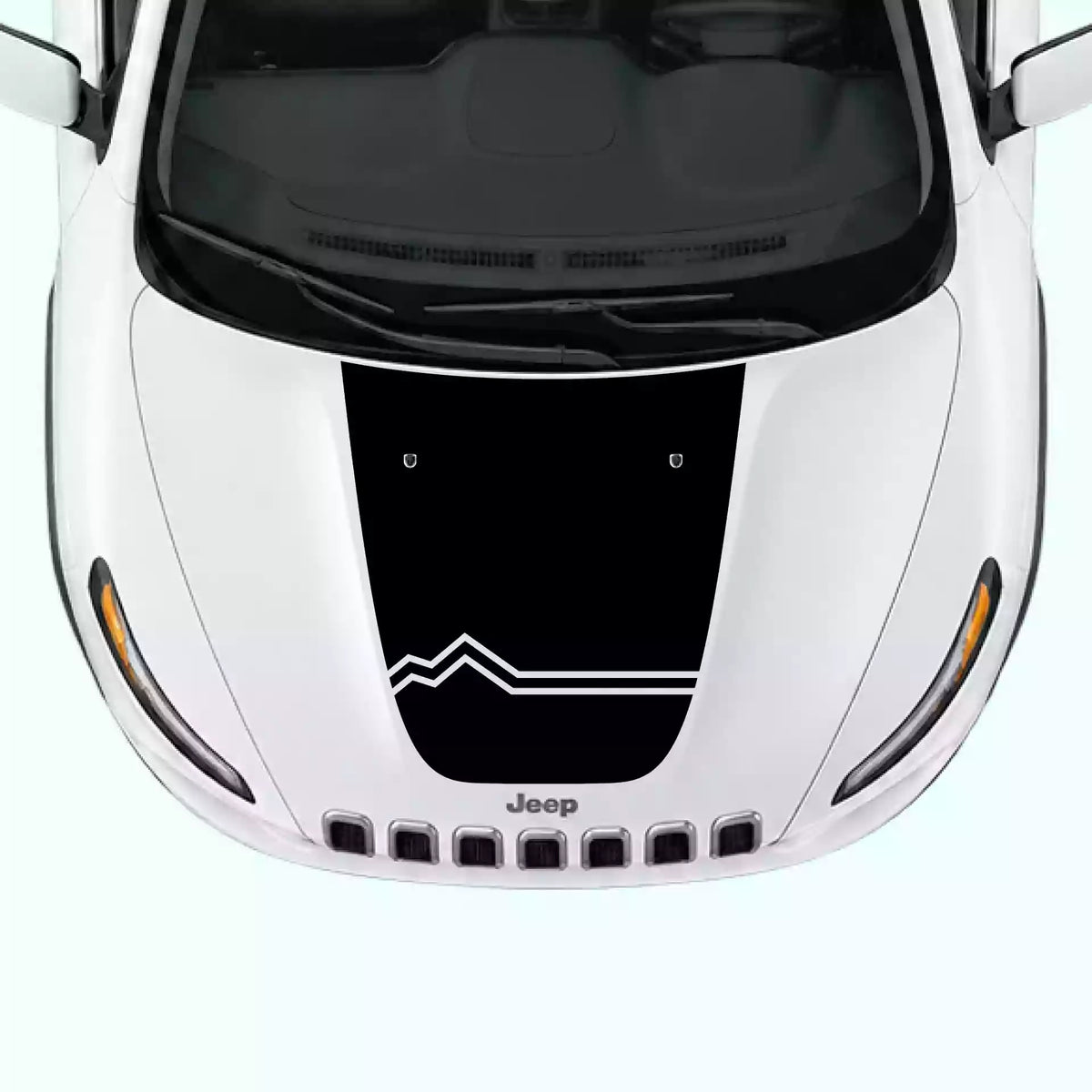 2014-2018 Jeep Cherokee Mountain Line Hood Decals Vinyl Graphics Kit Black