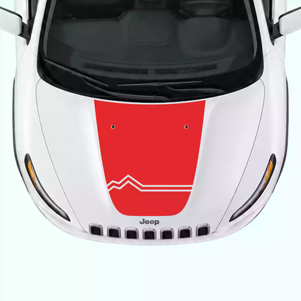 2014-2018 Jeep Cherokee Mountain Line Hood Decals Vinyl Graphics Kit Red