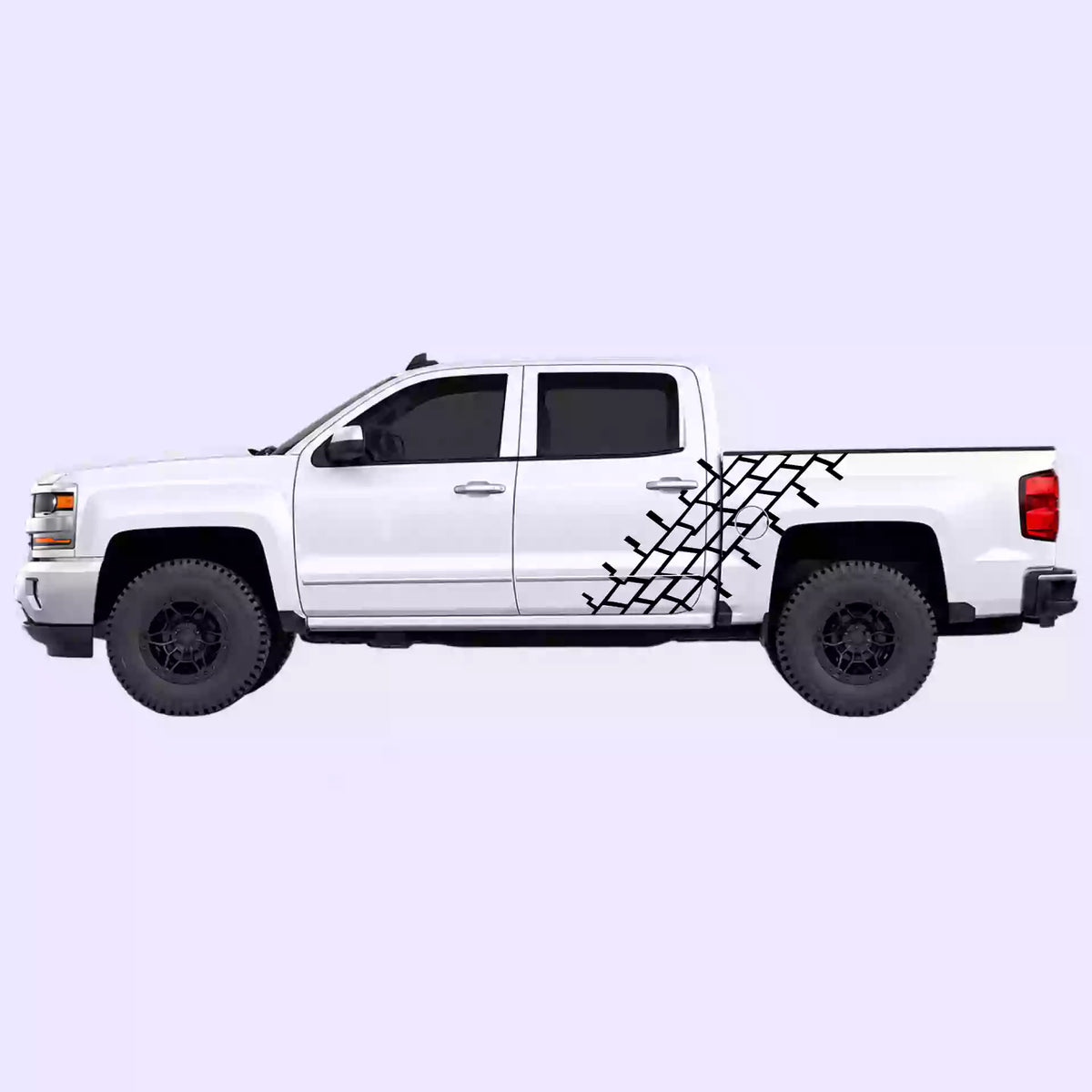 2014-2018 Chevrolet Silverado Tire Tread Side Decals Vinyl Graphics Kit Black