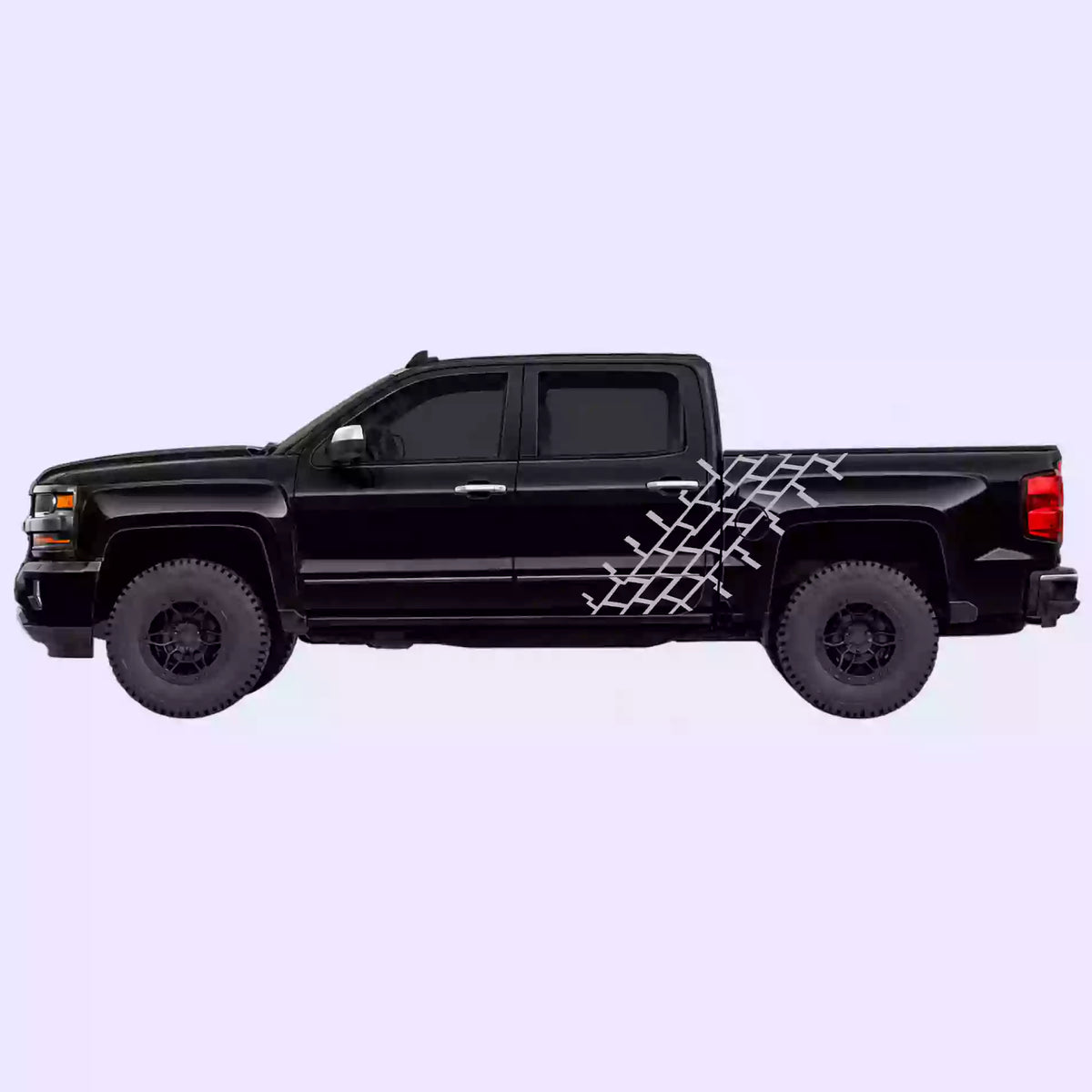 2014-2018 Chevrolet Silverado Tire Tread Side Decals Vinyl Graphics Kit Gray