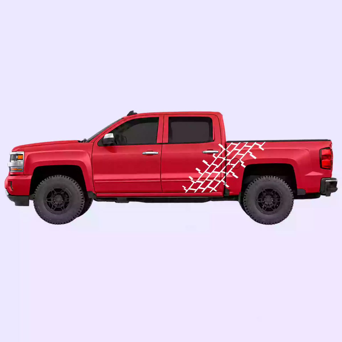 2014-2018 Chevrolet Silverado Tire Tread Side Decals Vinyl Graphics Kit White
