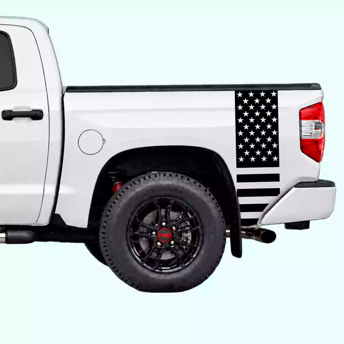 2014-2021 Toyota Tundra American Flag Bed Side Stripes Vinyl Graphics Kit black