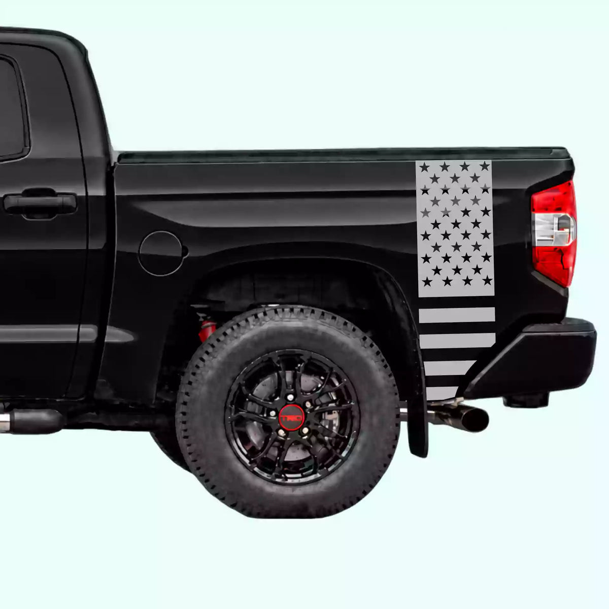 2014-2021 Toyota Tundra American Flag Bed Side Stripes Vinyl Graphics Kit gray