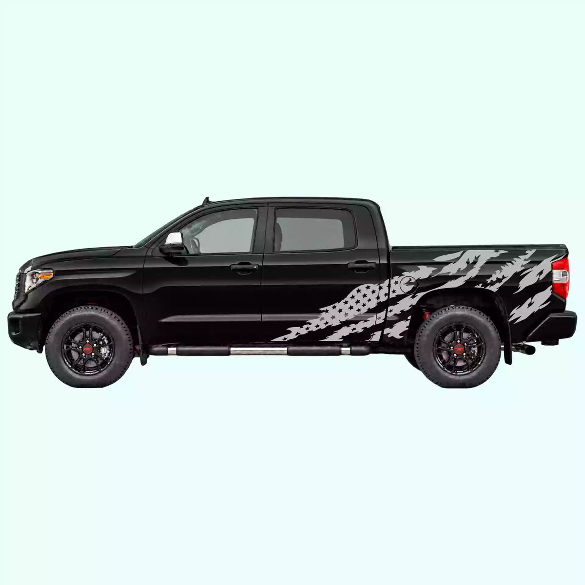 2014-2021 Toyota Tundra American Flag Side Decals Vinyl Graphics Kit gray