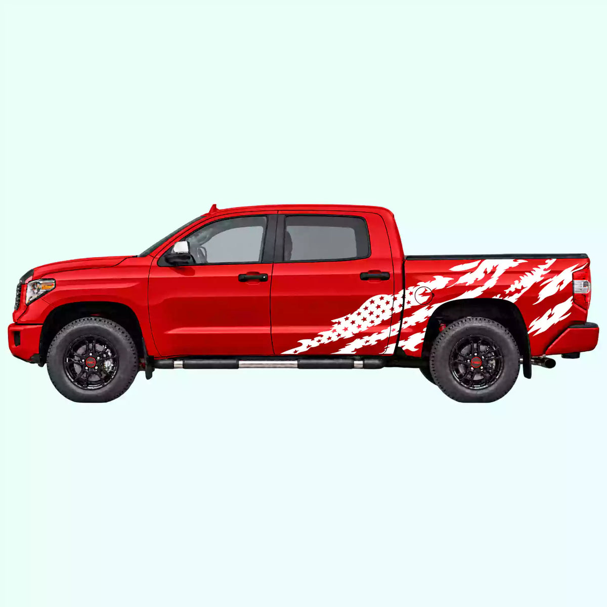 2014-2021 Toyota Tundra American Flag Side Decals Vinyl Graphics Kit white