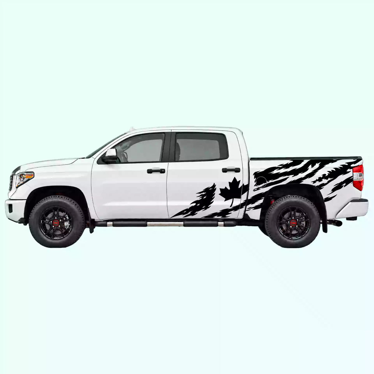 2014-2021 Toyota Tundra Canada Flag Side Decals Vinyl Graphics Kit black